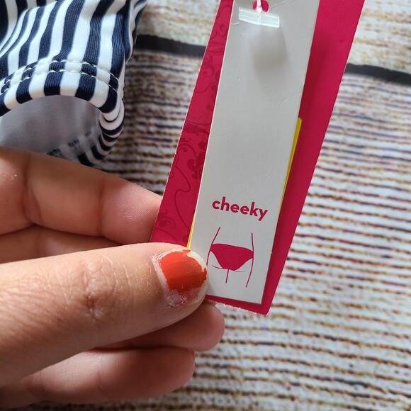 Xhilaration Navy Stripe Bikini Bottom - Picture 3 of 7